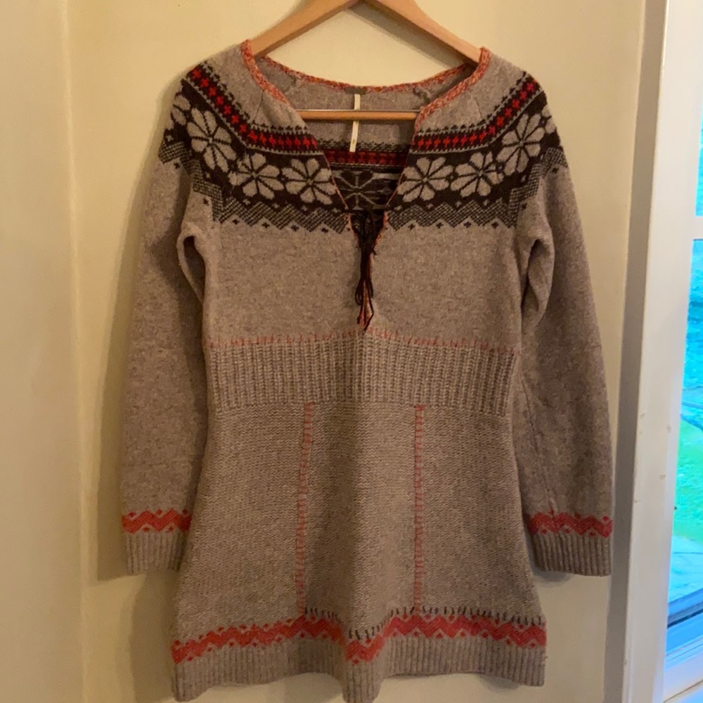 Precious Free People Mini Fair Isle Sweater Dress S